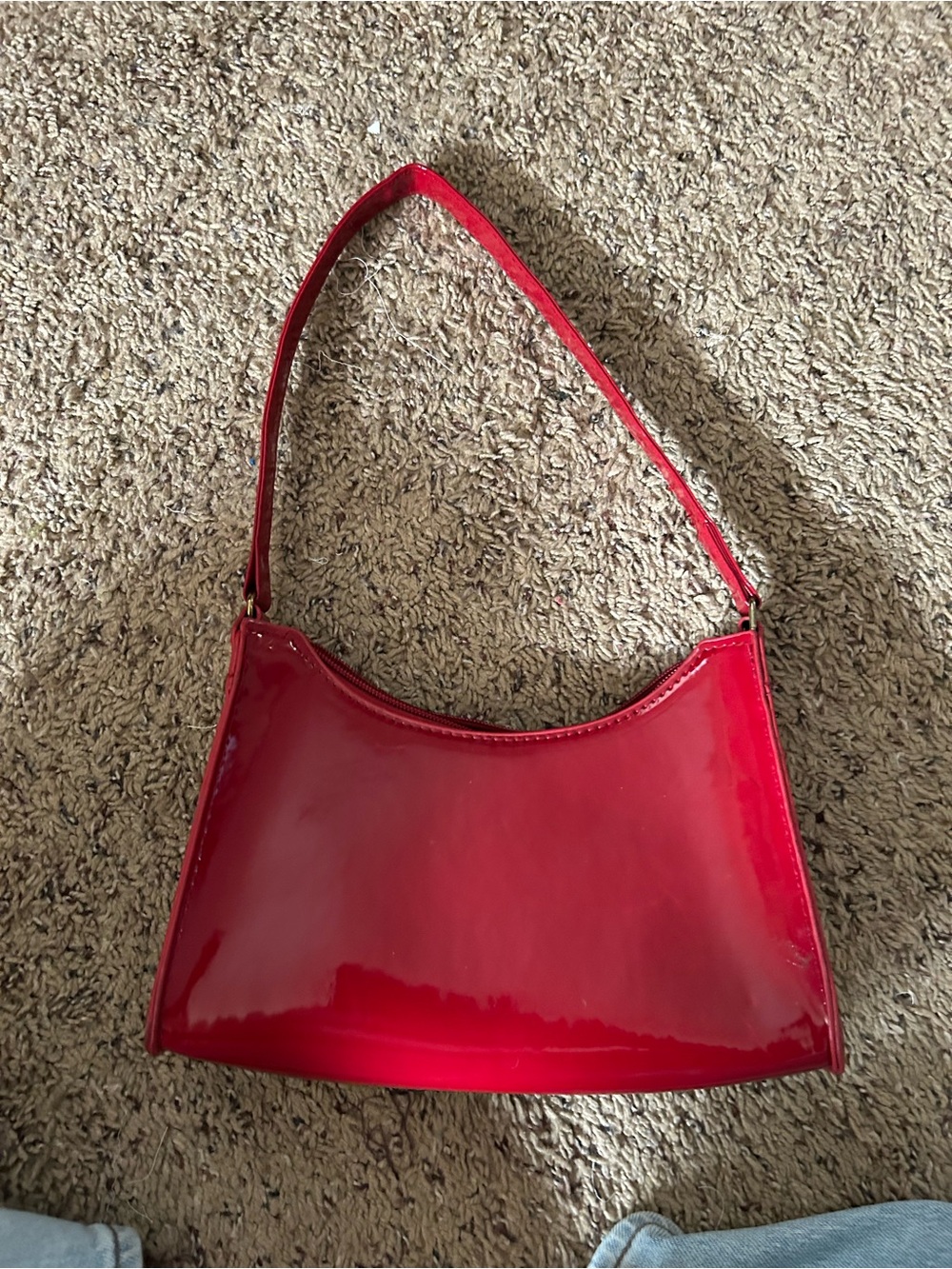 Red Patent Shoulder Bag - Women's Stylish Handbag